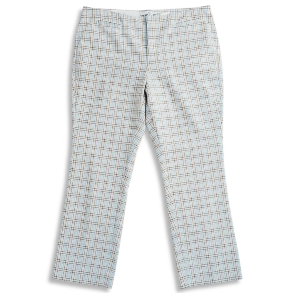 Dockers Capri Pants Womens 14 Blue Plaid Stretch Cotton Checkered Crop‎ Preppy